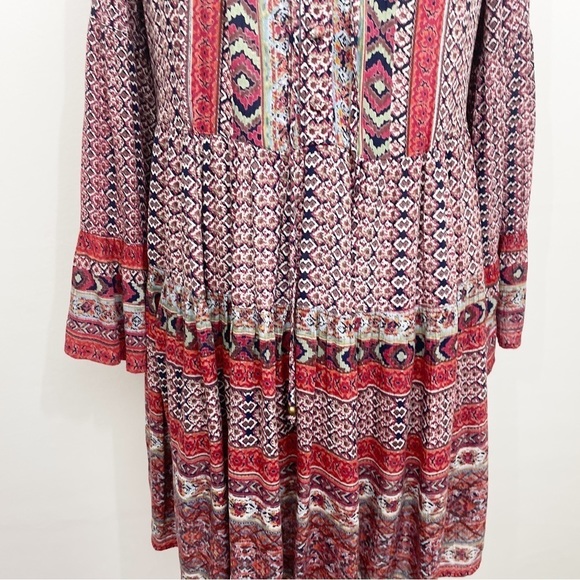 Angie Boho Baby Doll Dress Small Bell Sleeve Full Skirt Elastic Neckline - Picture 3 of 8